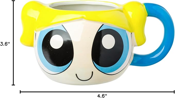 Silver Buffalo Powerpuff Girls Bubbles Ceramic 3D Sculpted Mug, 20 Ounces