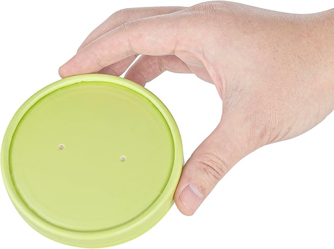 Restaurantware-LIDS ONLY: Bio Tek Lids For 8/12 Ounce Soup Containers, 200 Vented Lids For Paper Soup Containers - Soup Cups Sold Separately, Microwavable, Green Paper Lids, Hot And Cold Foods