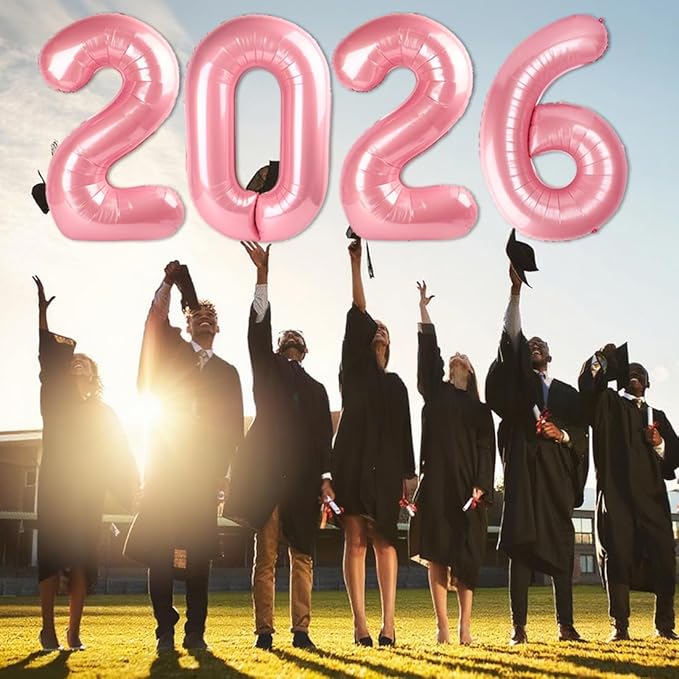 2026 Number Balloons, 40 Inch Balloon, New Years Eve Decorations, Pearl Pink Balloons for New Years Eve Party Supplies 2026, Graduation Decoration, 2 6 20 26 Birthday Parties