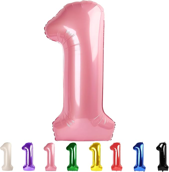 Number Balloons 40 Inch Pearl Pink 1, Big One Balloons for 1st Birthday For Girl Boy 11 21 31 Balloons for Wedding, Celebration Party, Graduations