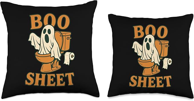 Halloween Boo Sheet Funny Ghost Toilet Pun Retro Throw Pillow