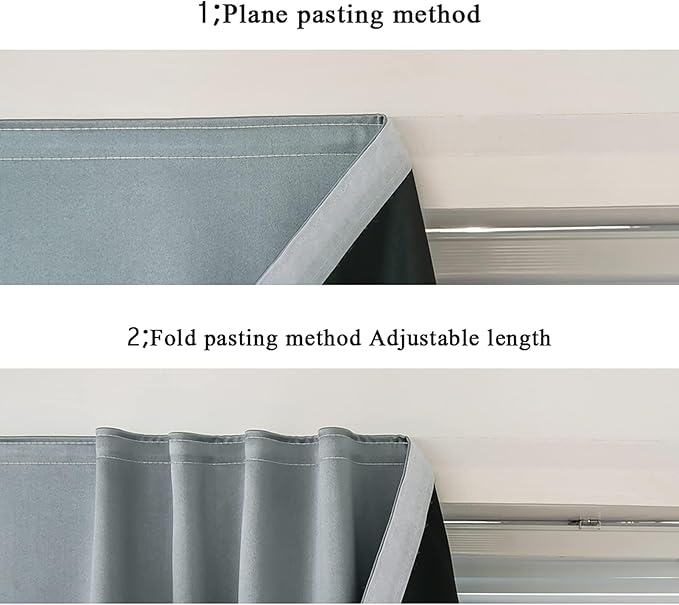 AJAZZ 100% Blackout Shades Window Cover Self Adhesive Curtains Sticky Curtain Portable Easy Open Blackout Curtains for Bedroom Living Room No Drilling (Silver, 35" W x 84" L) 1 Panel