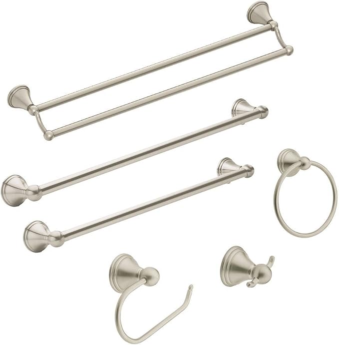 Moen Preston Collection Spot Resist Brushed Nickel 7-inch Bathroom Hand Towel Ring, Wall Mounted Towel Hanger, DN8486BN (Pack of 2)