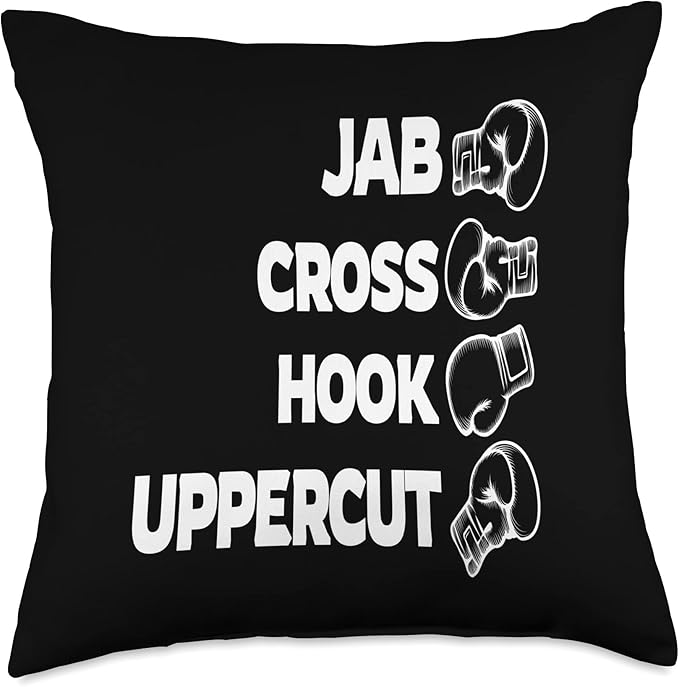 Boxing I Jab Cross Hook Uppercut I Box Boxing Gloves Boxer Throw Pillow