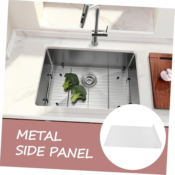 Mipcase 2-Piece Stainless Steel Wall-Mounted Sink Splash Guard Set Kitchen Side Splash Protector Metal Splatter Shield for Cooking