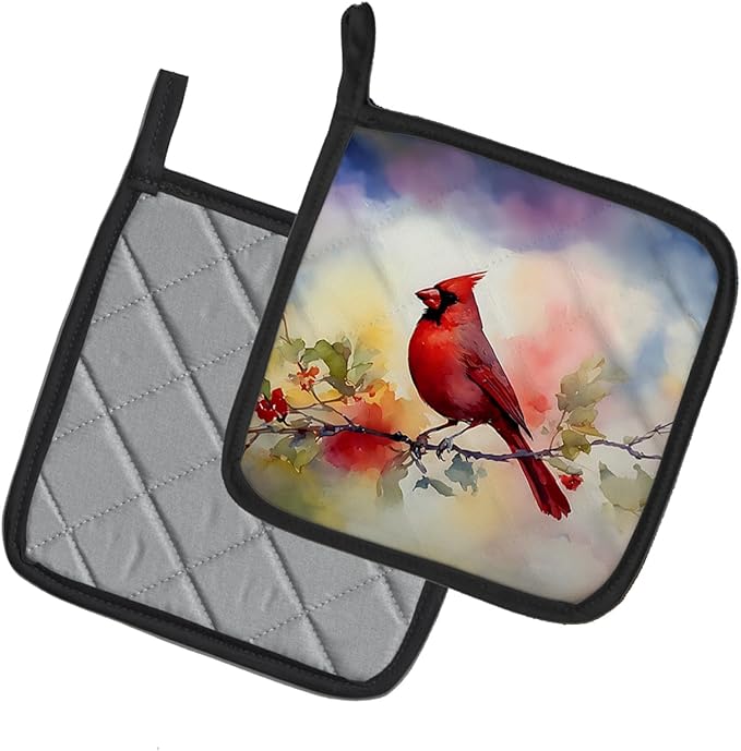 Caroline's Treasures Cardinal Pair of Pot Holders Kitchen Heat Resistant Pot Holders Sets Oven Hot Pads for Cooking Baking BBQ, 7 1/2 x 7 1/2