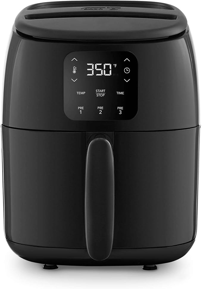 Dash Tasti-Crisp™ Digital Air Fryer – 2.6 Quart Small Compact Mini Air Fryer for French Fries, Nuggets & More, 1-2 People, Auto Shut Off, Adjustable Temp, Dishwasher Safe Parts - Black