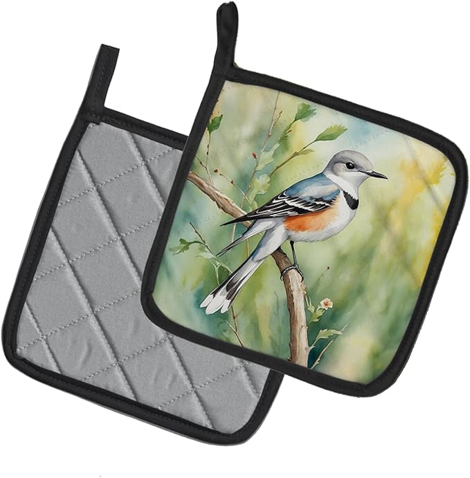 Caroline's Treasures Oklahoma Scissortailed Flycatcher Pair of Pot Holders Kitchen Heat Resistant Pot Holders Sets Oven Hot Pads for Cooking Baking BBQ, 7 1/2 x 7 1/2