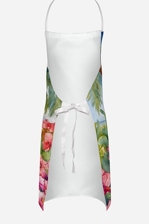 Caroline's Treasures White Poodle Luau Apron Cooking Kitchen Server Baking Crafts Gardening for Adult Women Men, Unisex, Large, Multicolor