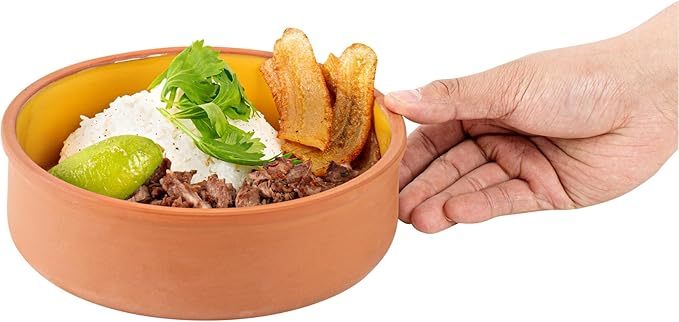 Restaurantware-Terra Tek 34 Ounce Terracotta Cazuelas, 2 Yellow Glazed Clay Pots For Cooking - Oven-Ready, Microwavable, Terracotta Serving Pots, Dishwashable, For Cooking And Serving