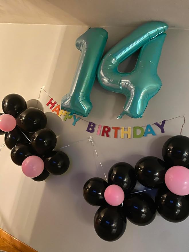 Number 4 Balloons 40 In Birthday Decorations, Blue Green Number Balloon Birthday Party Decorations Big Foil Mylar Balloons for Wedding, Celebration, Graduations