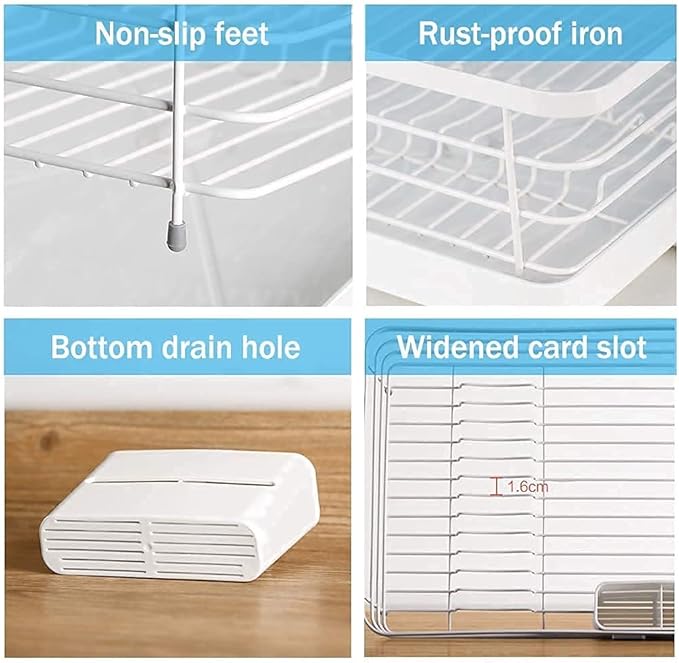 Anti Rust Dish Drainer Rack Drainer with Removable Drain Board and Swivel Spout Chopsticks Cutlery Holder for Kitchen Sink and Counter at Household Cutlery Basket Drain Shelf
