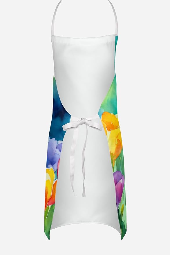 Caroline's Treasures Freesias in Watercolor Apron Cooking Kitchen Server Baking Crafts Gardening for Adult Women Men, Unisex, Large, Multicolor