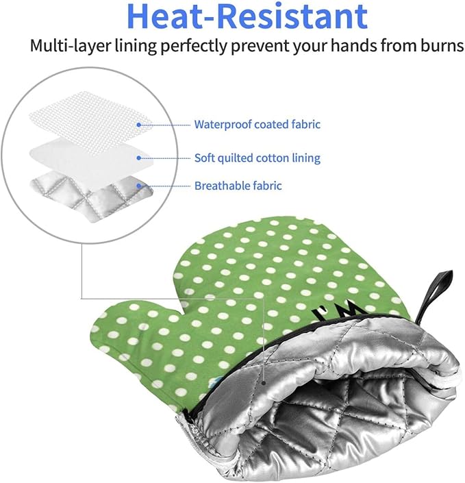 2 Pcs Funny Oven Mitts I'm Baked Too Heat Resistant Non-Slip Kitchen Gloves with Hanging Loop Housewarming Gifts for Baking Lover Family Friend