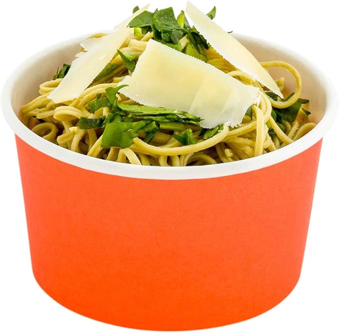 Coppetta 12-Ounce Dessert Cups, 200 Disposable Ice Cream Cups - Lids Sold Separately, Sturdy, Orange Paper Frozen Yogurt Bowls, For Hot And Cold Foods, Perfect For Gelato Or Mousse - Restaurantware