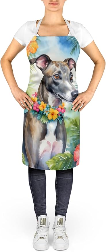 Caroline's Treasures Greyhound Luau Apron Cooking Kitchen Server Baking Crafts Gardening for Adult Women Men, Unisex, Large, Multicolor