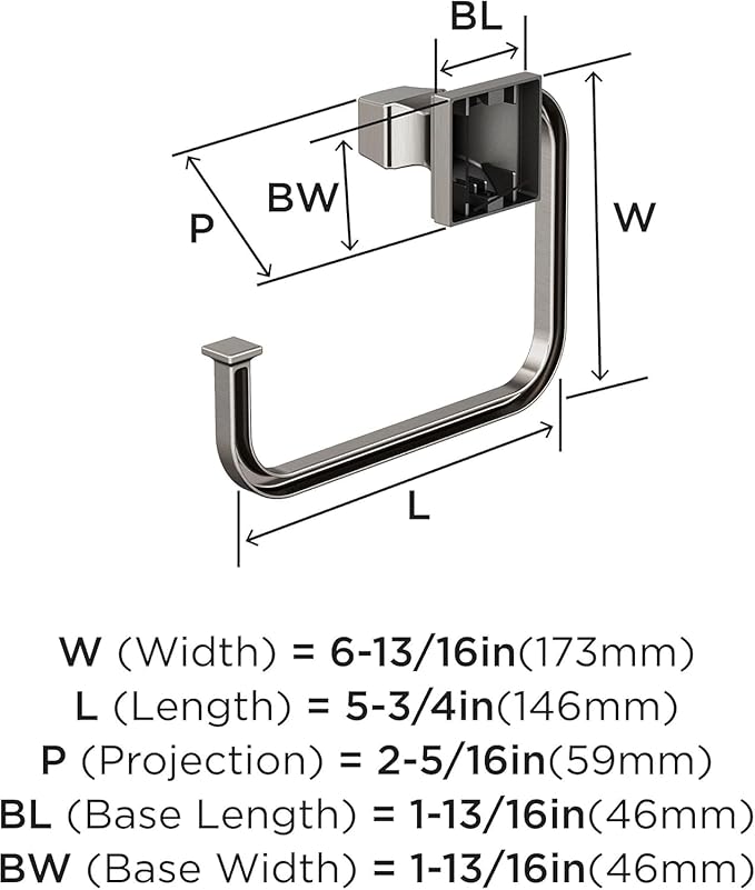 Amerock BH36022G10 | Brushed Nickel Towel Ring | 5-3/4 in (146 mm) Length Towel Holder | Mulholland | Hand Towel Holder for Bathroom Wall | Small Kitchen | Bath Accessories