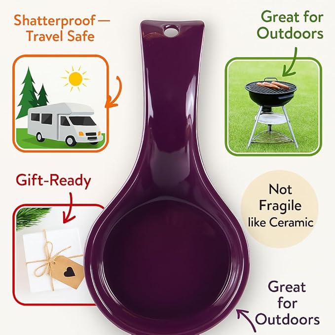 Reston Lloyd Kitchen Counter Utensil Spoon Rest, Ladles, Spaghetti Forks, & Spatulas, Durable BPA-Free Plastic – Dishwasher Safe, Décor, Space Saving Hanging Hole on Handle, Seafoam