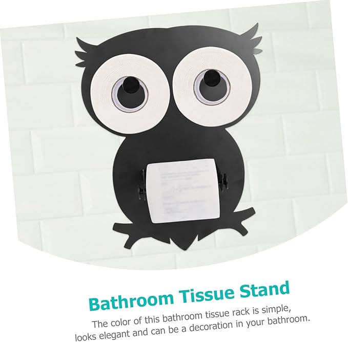 Owl Shaped Iron Tissue Holder Wall-Mounted Kitchen Bathroom Paper Towel Rack Storage Stand with Smooth Surface Finish for Convenient Paper Storage and Home Decor