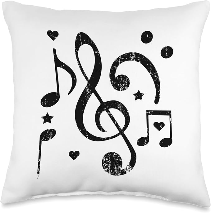 music singing hobby bass clef sheet music Musician Design Treble Clef Musical Notes Throw Pillow, 16x16, Multicolor