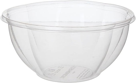 ECO PRODUCTS Compostable Clear PLA Plastic 32oz Salad Bowl No Lid, Case of 300, Disposable Round To Go Cold Food Containers, Lids Sold Separately, Renewable PLA Material Made from Plants, ASTM, BPI