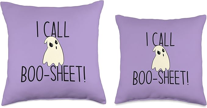 I Call Boo-Sheet! Funny Halloween Angry Ghost Meme Throw Pillow