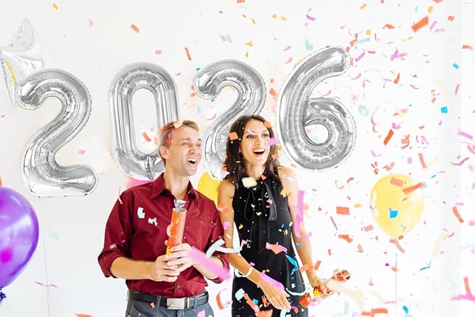 2026 balloons, Silver 40 Inch 2026 Party Decorations New Year Nye Decorfor New Years Eve Party Supplies 2026, New Years Eve Party Balloons, Graduation Party Decorations