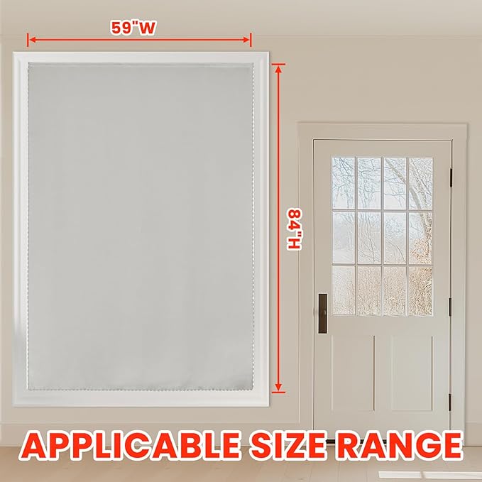 AJAZZ self Adhesive Portable 100% Blackout Curtains Simple and Easy to installBedroom Window Thermal Lnsulated Kitchen Room Darkening Black Small Drapes 1-Pack