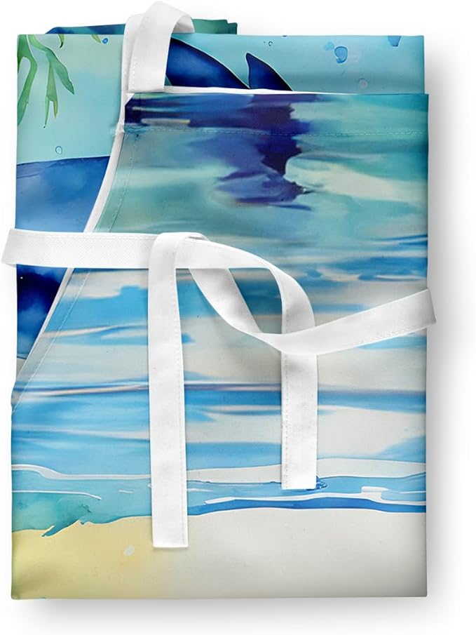 Caroline's Treasures Dolphin Apron Cooking Kitchen Server Baking Crafts Gardening for Adult Women Men, Unisex, Large, Multicolor