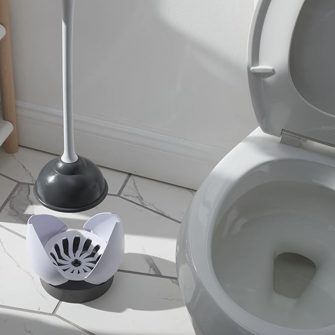 Clorox Toilet Plunger with Hideaway Caddy, Set of 2 – for Bathroom Organization and Storage, Bathroom Accessories, Toilet Unclogger, with Holder, White