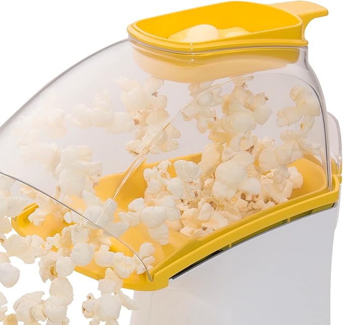 Presto 04820 Poplite Hot Air Popcorn Popper - Built-In Measuring Cup + Melts Butter, Easy to Clean, Built-In Cord Wrap, 18 Cups, Yellow