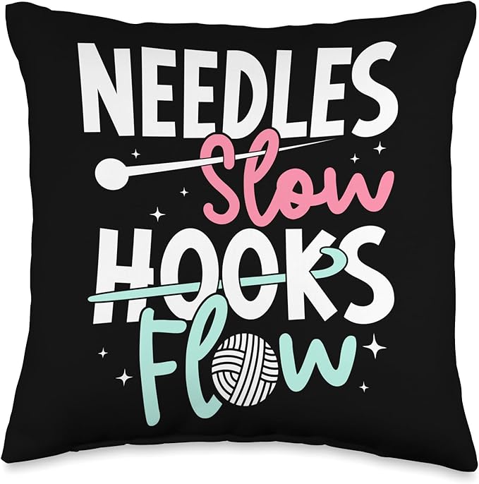 Crochet Hooks Flow Crocheter Throw Pillow