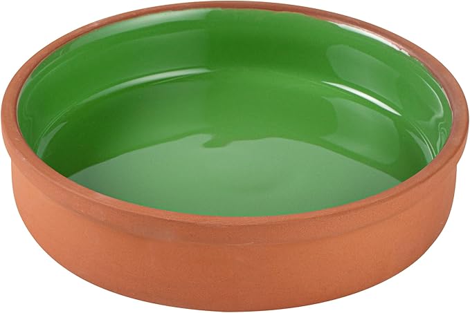 Restaurantware-Terra Tek 15.2 Ounce Terracotta Cazuelas, 2 Green Glazed Clay Pots For Cooking - Oven-Ready, Microwavable, Terracotta Serving Pots, Dishwashable, For Cooking And Serving