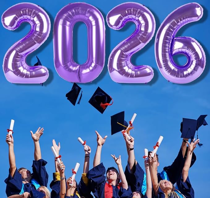 2026 Number Balloons, Purple Big Number Balloons Happy New Years Eve Party, 40 Inch Digital Balloon 20 26 for Happy Birthday Decoration Supplies, Anniversaries Graduation