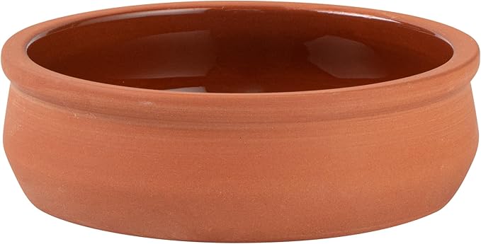Restaurantware-Terra Tek 8.5 Ounce Terracotta Cazuelas, 2 Brown Glazed Clay Pots For Cooking - Oven-Ready, Microwavable, Terracotta Serving Pots, Dishwashable, For Cooking And Serving