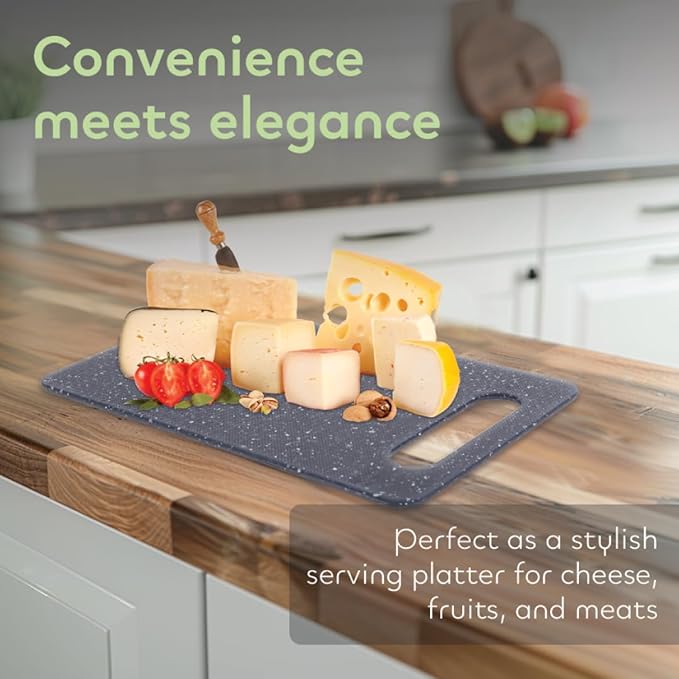 Luciano Housewares Cutting Board, High-density Polypropylene Chopping Board for Kitchen Use, Ideal for Cutting Vegetables, Fruits, and Meats, Kitchen Essentials, Gray, 9.75" x 9.88"