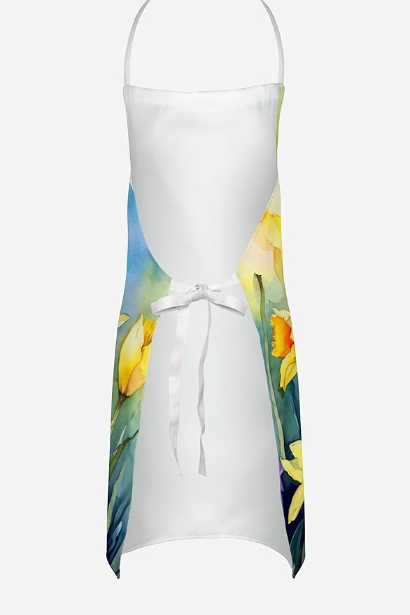 Caroline's Treasures Daffodils in Watercolor Apron Cooking Kitchen Server Baking Crafts Gardening for Adult Women Men, Unisex, Large, Multicolor
