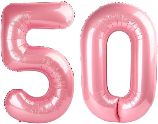 40 Inch Numbers 50 Balloon, Pearl Pink Balloons Perfect for 50th Birthday Party Decorations, Big Digital Balloons for Wedding Anniversaries Events Decorations for Parents