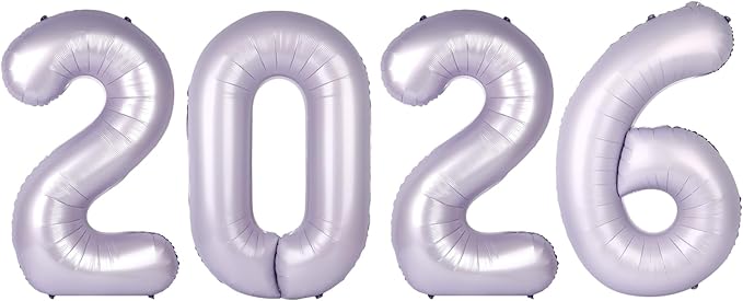 Lilac 2026 Number Balloon, Lilac Number Balloons 40 Inch, 2026 Balloon Birthday Decorations, 2026 Birthday Party Supplies, 2026 Graduation Party Favors, Class of 2026 Decorations