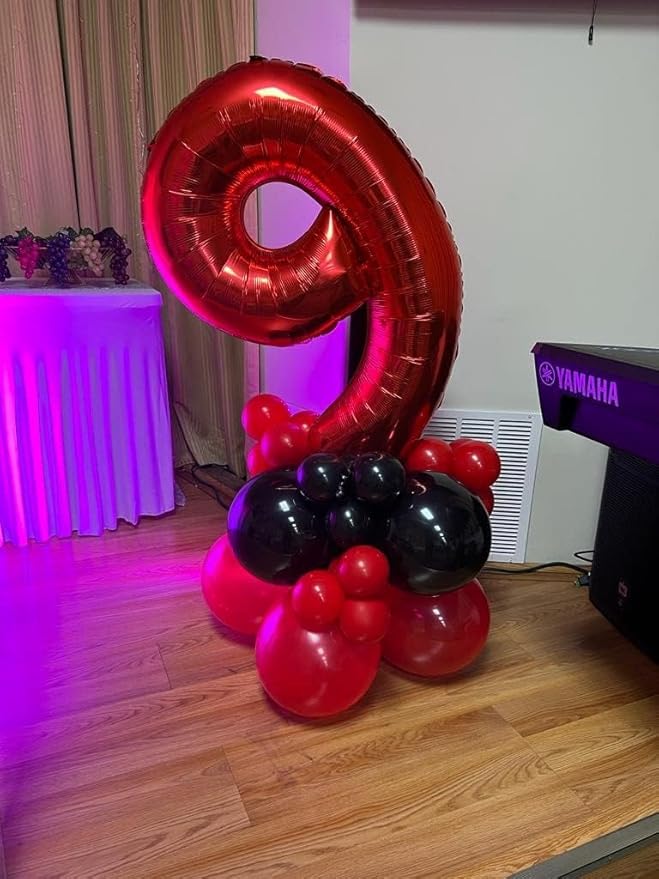 40 Inch Red Numbers 9 Balloon, Balloons Decorations for 9 19 90 Birthday Party, Engagement, Wedding, Graduations, Photo Shoot Supplies