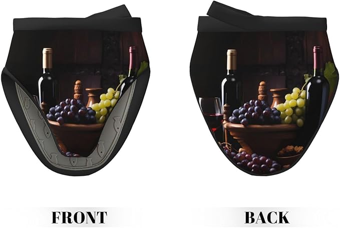 2 Pcs Mini Silicone Oven Mitts Glasses Wine Grapes Heat Resistant Grill Gloves with Hanging Loop, Fresh Fruit Leaf Little Kitchen Mittens for Cooking Baking BBQ