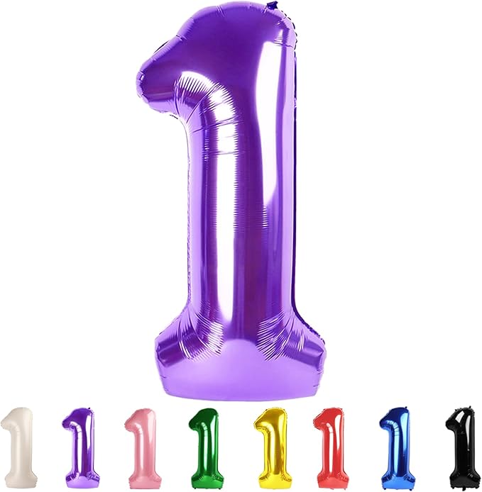 Number Balloons 40 Inch Purple 1, Big One Balloons for 1st Birthday For Girl Boy 11 21 31 Balloons for Wedding, Celebration Party, Graduations