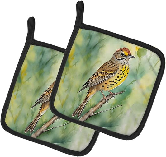 Caroline's Treasures Alabama Yellowhammer Pair of Pot Holders Kitchen Heat Resistant Pot Holders Sets Oven Hot Pads for Cooking Baking BBQ, 7 1/2 x 7 1/2