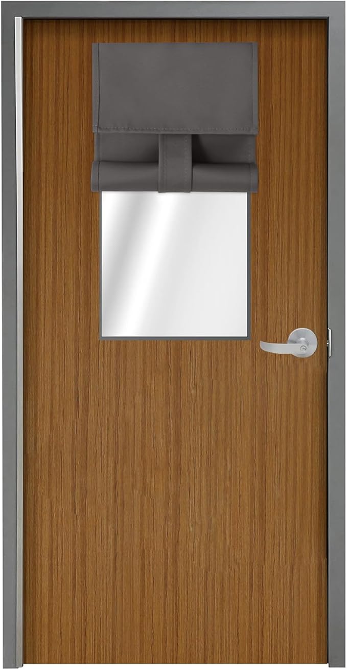 WdFour Classroom Door Window Cover - Blackout Shades for Classroom Windows & Doors, No Tool Installation Room Darkening Curtains, Lockdown Window Cover (8W x 36L, 1 Panel, Dark Gray)