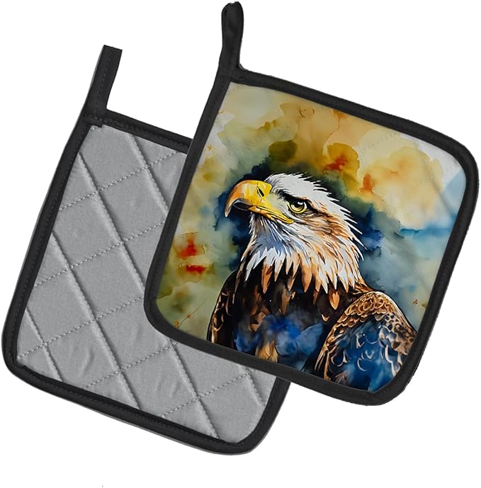 Caroline's Treasures Eagle Pair of Pot Holders Kitchen Heat Resistant Pot Holders Sets Oven Hot Pads for Cooking Baking BBQ, 7 1/2 x 7 1/2