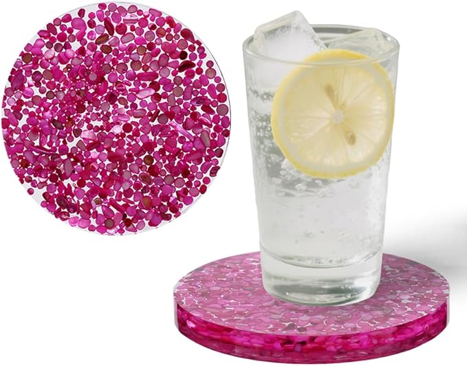 2 Pack Drink Coasters, 3.9 Inch Round Coaster Coasters for Coffee Table Desktop Protection (Rose red)