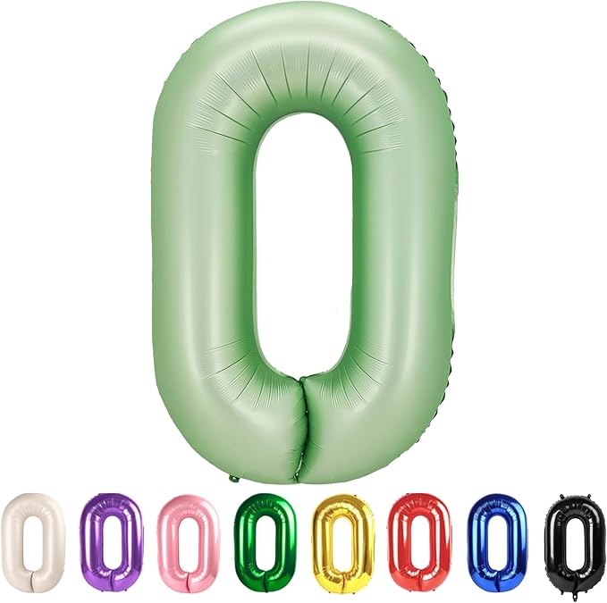 Number 0 Balloons 40 Inch for Jungle Theme, Graduation Decortion for 2025, Olive Green Mylar Number Balloons for 10 20 30 40 50 60 70 80 90 100 Foil Numbers Balloon Birthday Decor Anniversary