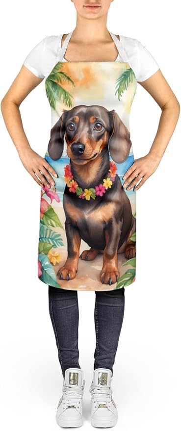 Caroline's Treasures Dachshund Luau Apron Cooking Kitchen Server Baking Crafts Gardening for Adult Women Men, Unisex, Large, Multicolor