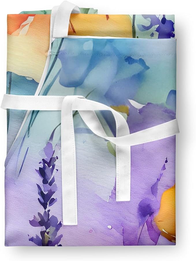 Caroline's Treasures Lavender in Watercolor Apron Cooking Kitchen Server Baking Crafts Gardening for Adult Women Men, Unisex, Large, Multicolor