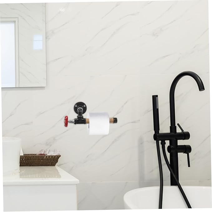 DOITOOL Industrial Style Wall-Mounted Paper Towel Holder Vintage Iron Pipe Tissue Dispenser for Kitchen and Bathroom Sturdy Stainless Steel Easy Installation